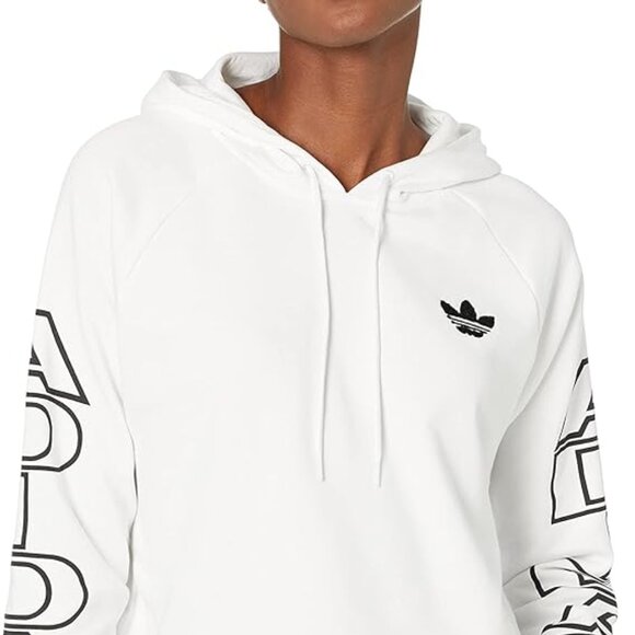 🆕adidas Originals Women's Cropped Letter Hoodie, SM and XL, White, NWT, Authent - Picture 1 of 2